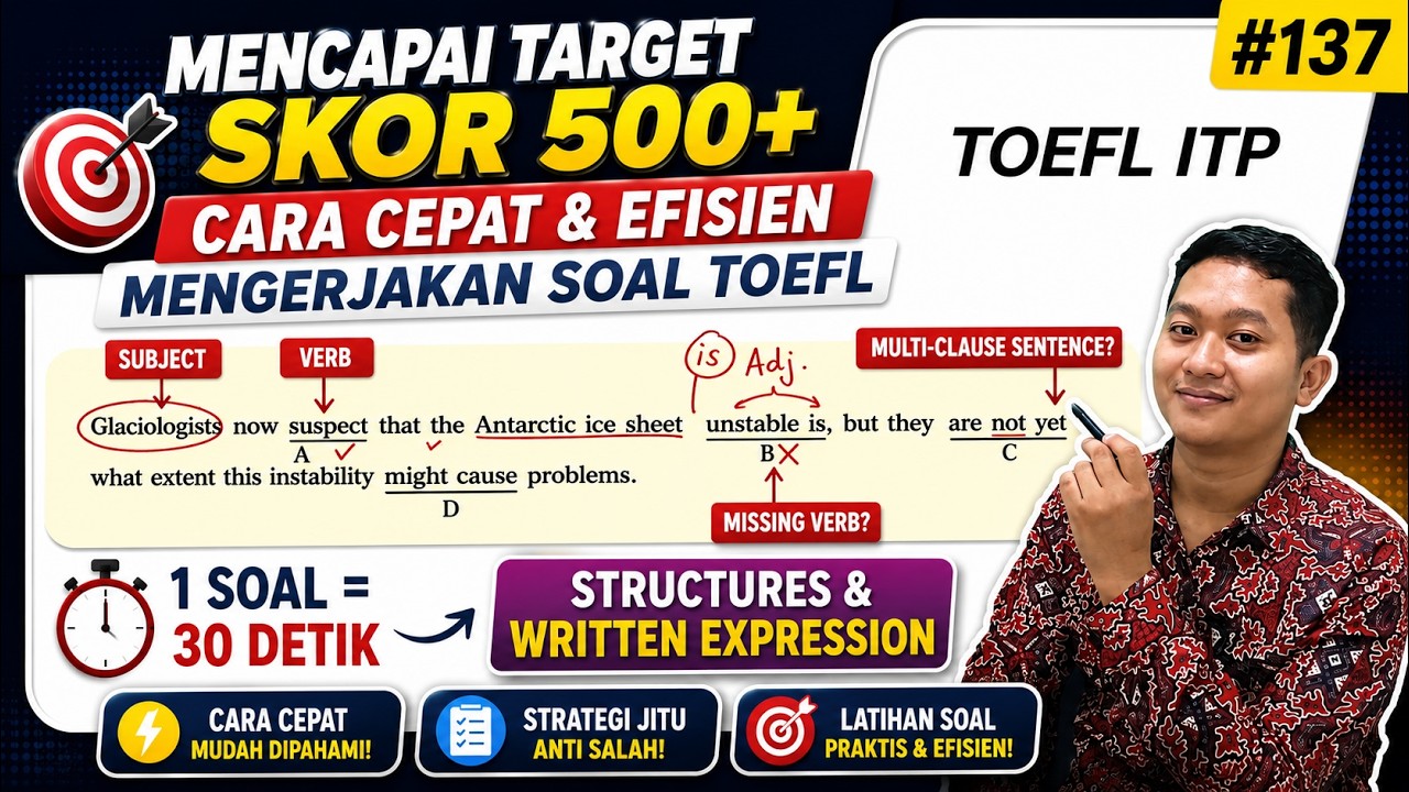 Cara cepat, efektif dan efisien menjawab soal TOEFL ITP Written Expressions #belajartoefl #tipstoefl