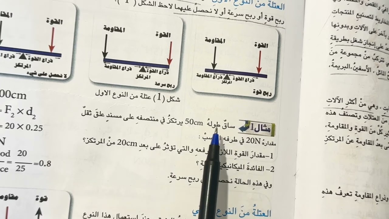 فيزياء الثاني متوسط العتلات ص 46 المنهج الجديد
