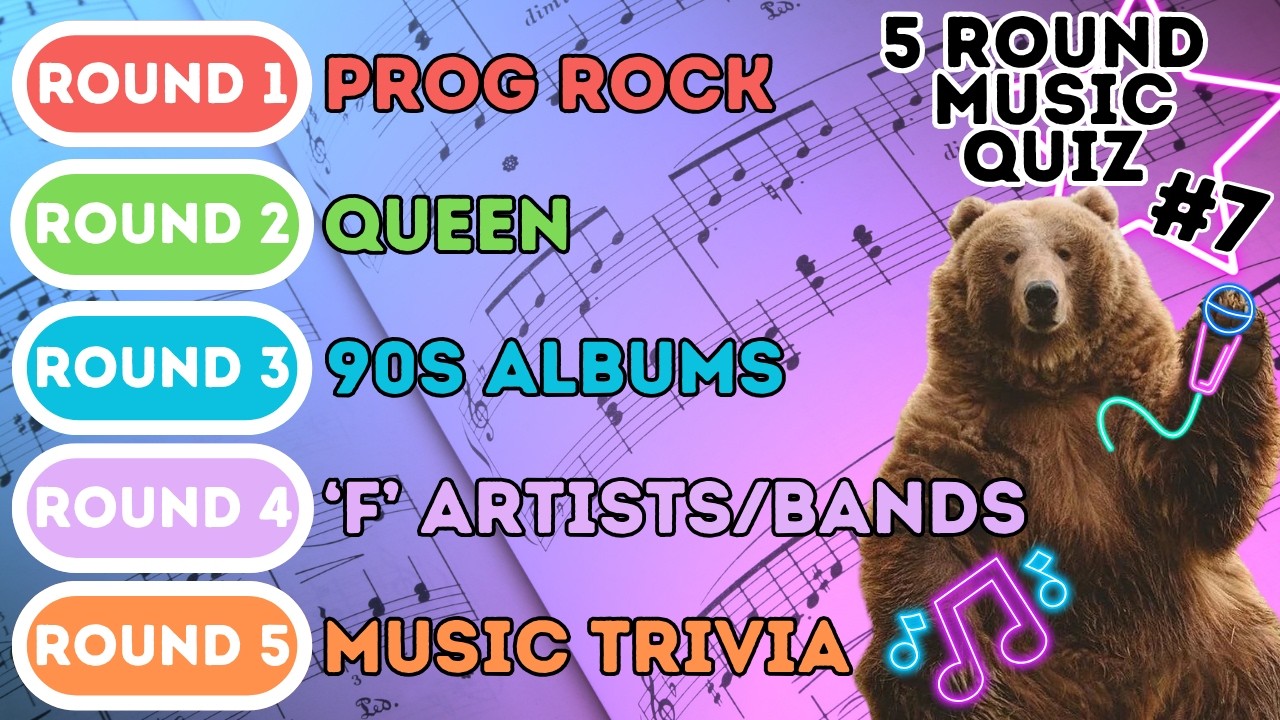 The 5 Round Music Quiz | Prog Rock, Queen, 90s Albums, Music Trivia and 'F' Bands / Artists (7)