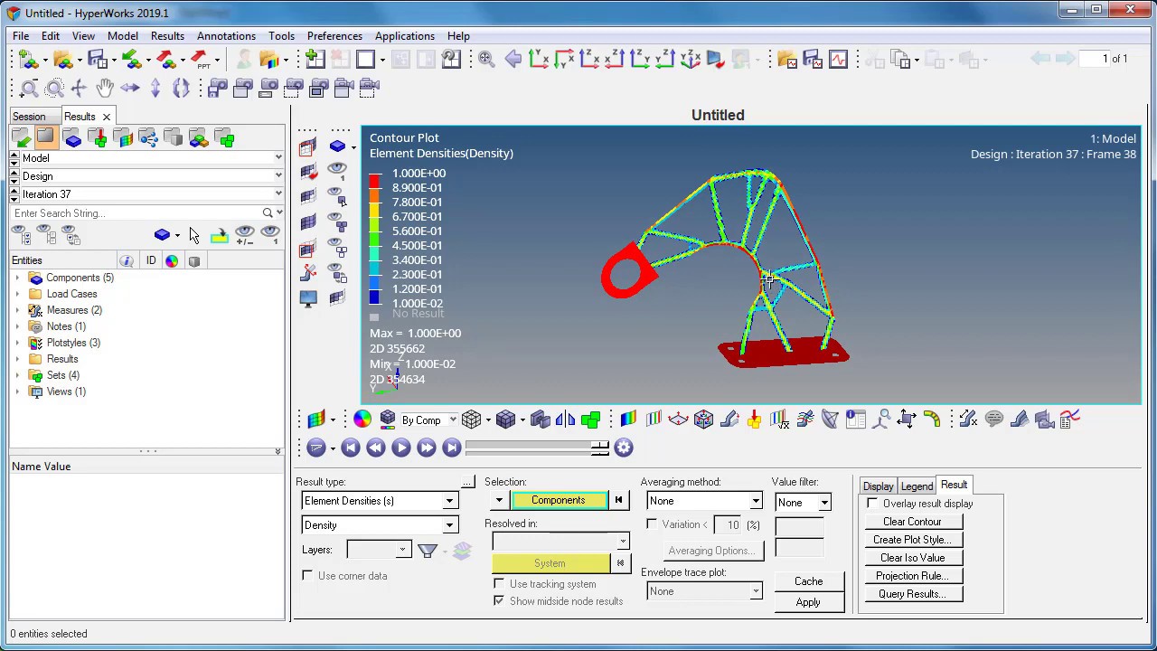 OptiStruct Optimization - Topology Optimization of a Hook with Stress Constraints