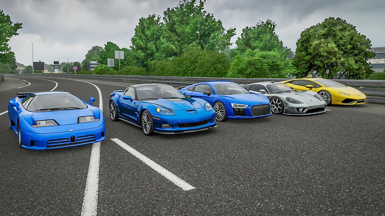 Forza 7 Drag Race! - Bugatti EB110 VS Audi R8 VS Huracán VS Saleen S7 VS Chevy ZR1!!!