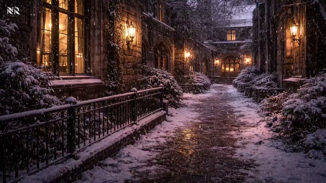 You Are Wandering a Snowy Gothic Courtyard | Dark Academia Winter Ambience with Cello & Piano