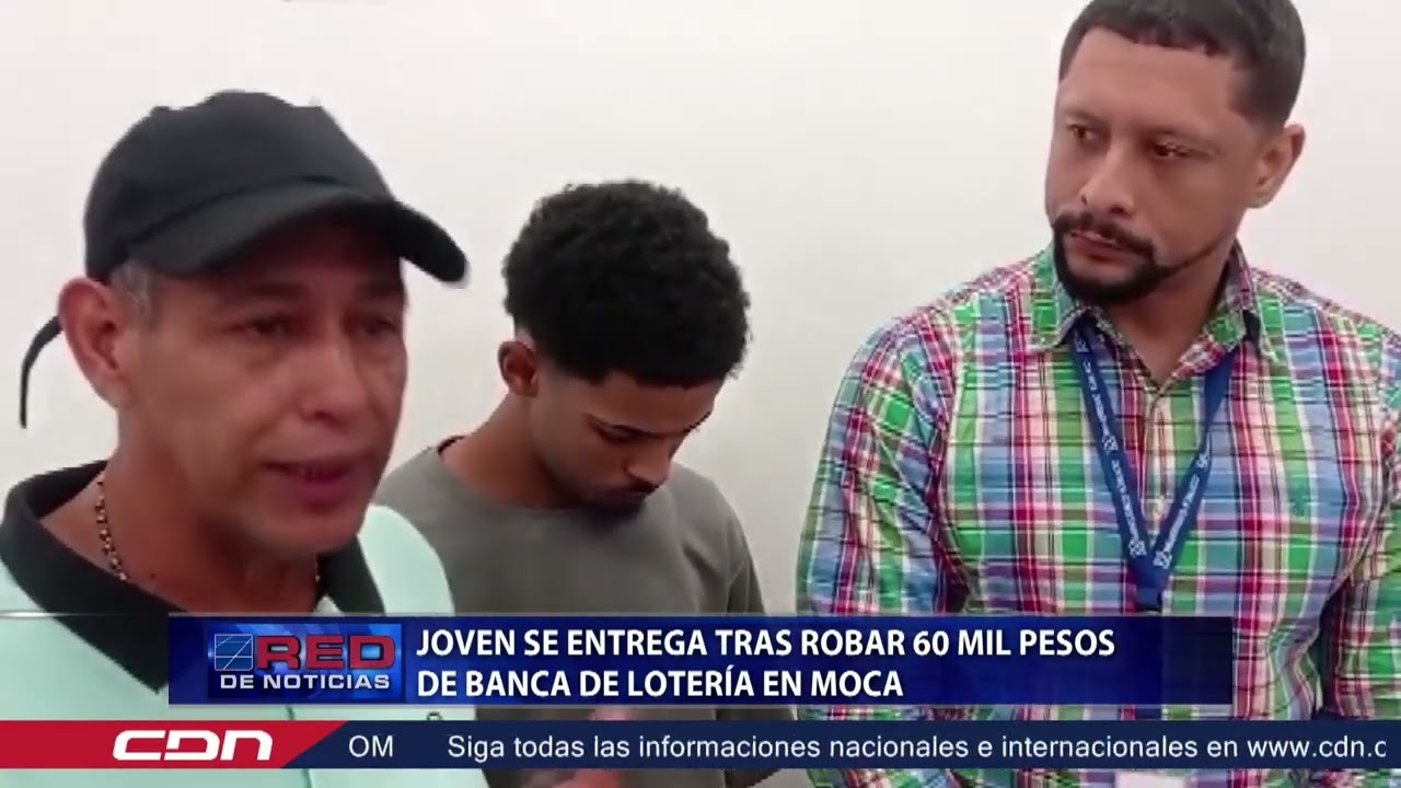 Joven se entrega tras robar 60 mil pesos de banca de lotería en Moca
