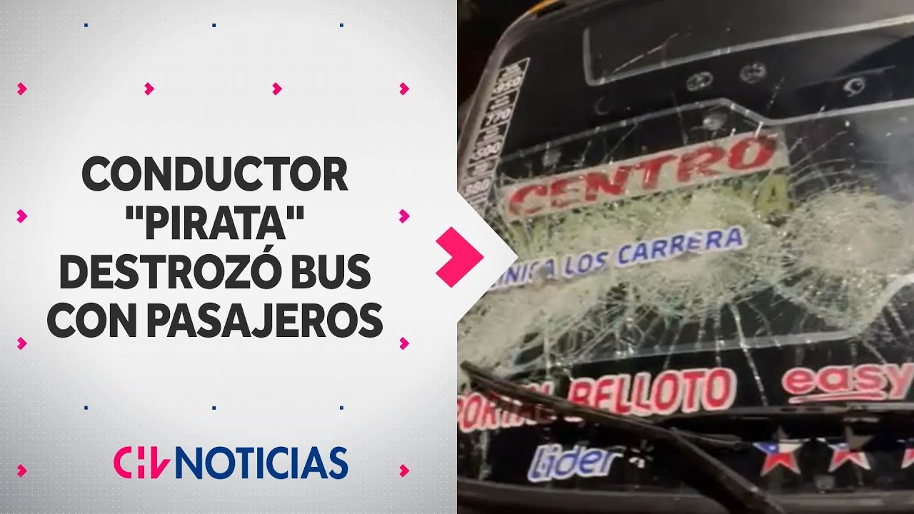CON UN BATE conductor “pirata” de Viña destrozó vidrios de bus con pasajeros y niños a bordo