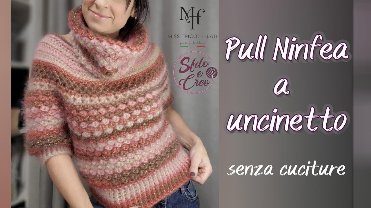 Pull Ninfea a uncinetto senza cuciture