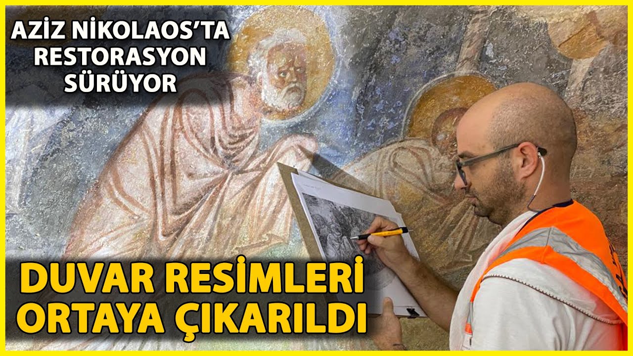 Aziz Nikolaos Anıt M&uuml;zesi'nde, 11'inci Y&uuml;zyıldan Duvar Resimleri Ortaya &Ccedil;ıktı