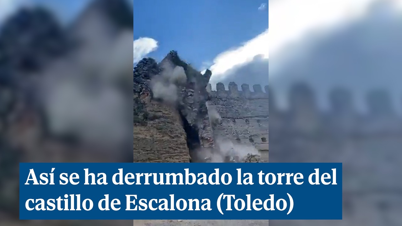 Así se ha derrumbado la torre del castillo de Escalona (Toledo)