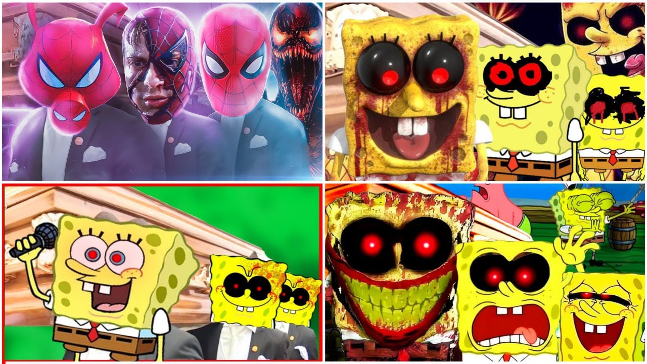 Spiderman exe vs Squidward Tentacles vs SpongeBob SquarePants vs Patrick Star Tiles hop #spongebob