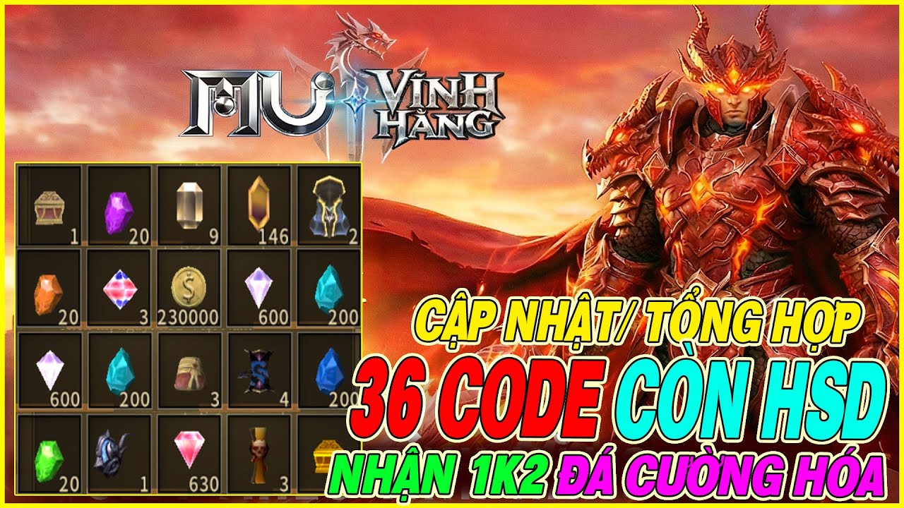 tổng hợp 36 code mới MU: Vĩnh Hằng còn hsd nhận 1200 đá cường hóa