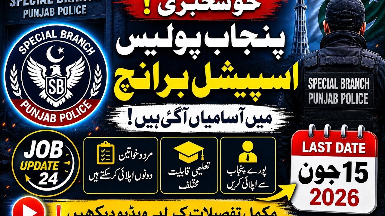 Punjab Police Special Branch Jobs 2026  Golden Opportunity for Matric & Intermediate Pass Candidates