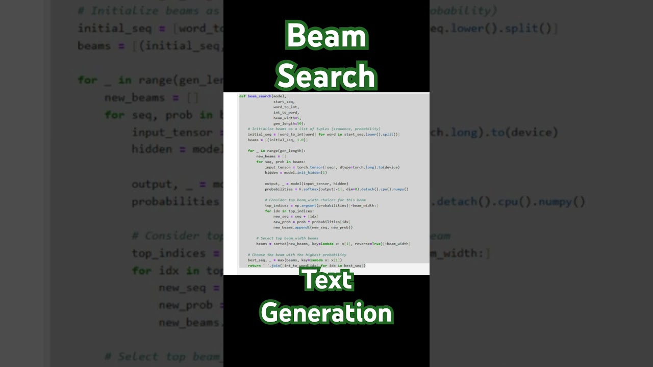Beam Search for Text Generation #textgeneration #aimodel