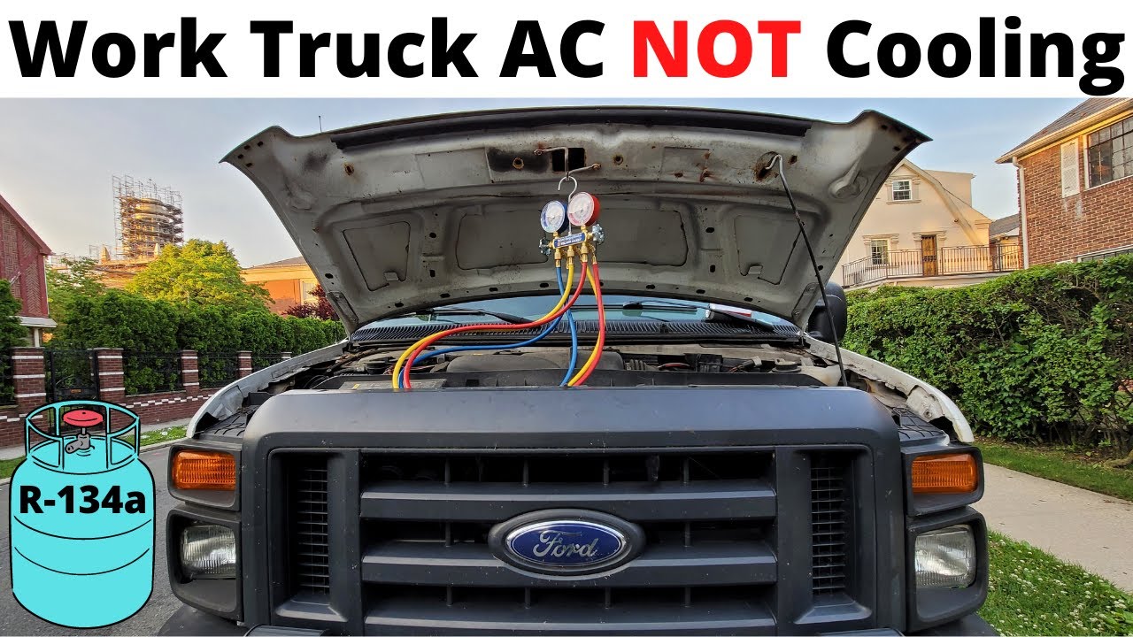 HVAC: Work Truck Air Conditioner NOT COOLING (Ford Econoline Van E250) How To Recharge Car AC FREON