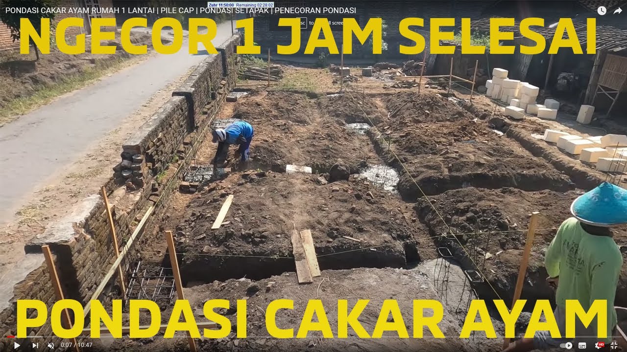 PONDASI CAKAR AYAM RUMAH 1 LANTAI | PILE CAP | PONDASI SETAPAK | PENECORAN PONDASI