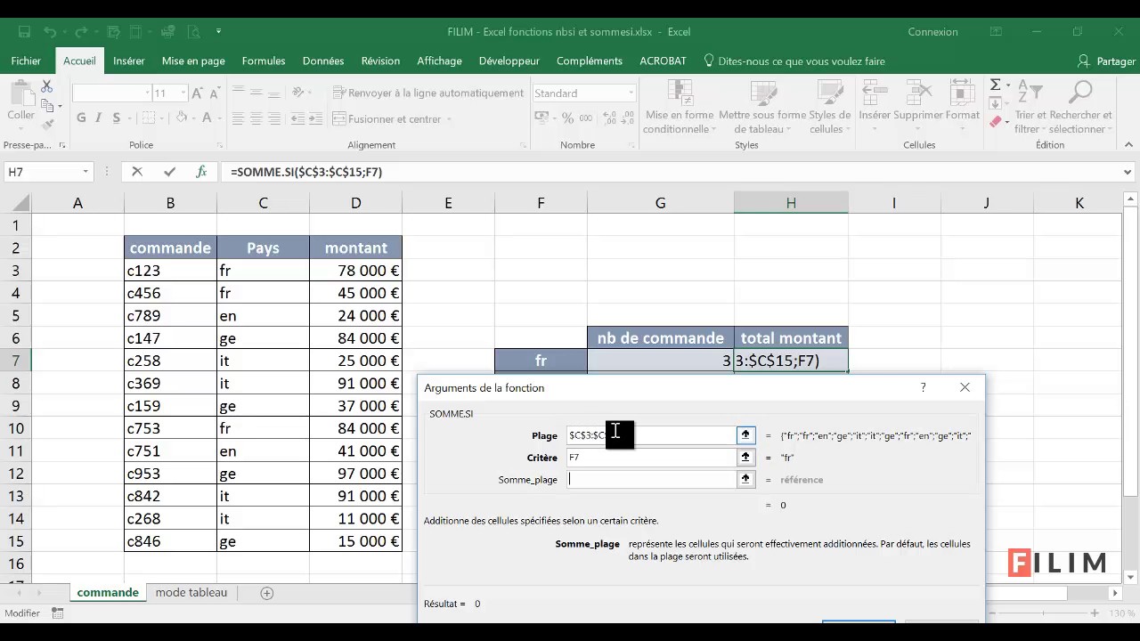 Excel - 2 Opérationnel - Cours Fonctions NbSi et SommeSi