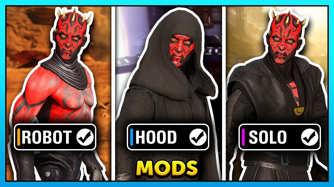 Star Wars Battlefront 2 Best Darth Maul Skin Mods! (Robot Legs, Solo, Hood)