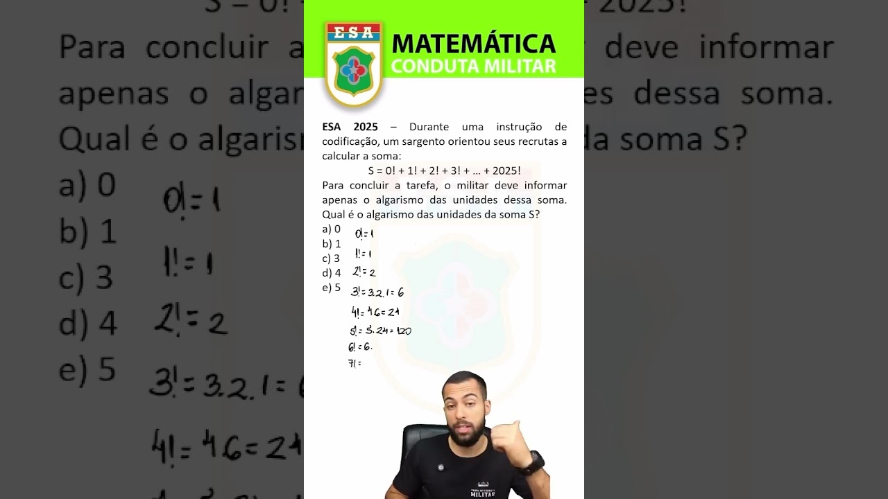 Quest&atilde;o in&eacute;dita no padr&atilde;o ESA. Inscreva-se no canal para mais quest&otilde;es. #esa