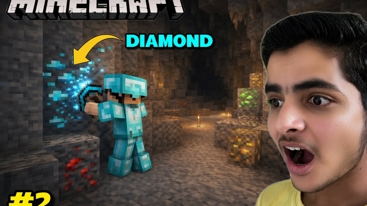 I FIND DIAMONDS IN SECRET CAVES MINECRAFT GAMEPLAY #2
