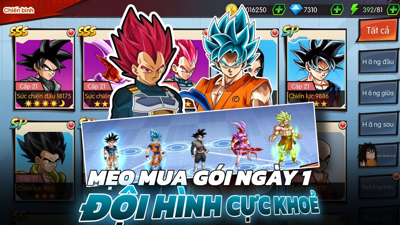 Rồng Thần Huyền Thoại #1 - Mẹo Mua Gói Ngày 1 , Lụm Cặp Goku Blue VeGod Build Team Cực Khoẻ !