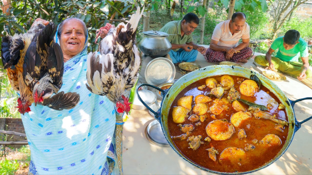 দেশি মুরগির লাল ঝোল দিয়ে দুপুরে জমিয়ে খাওয়া-দাওয়া | DESI CHICKEN |