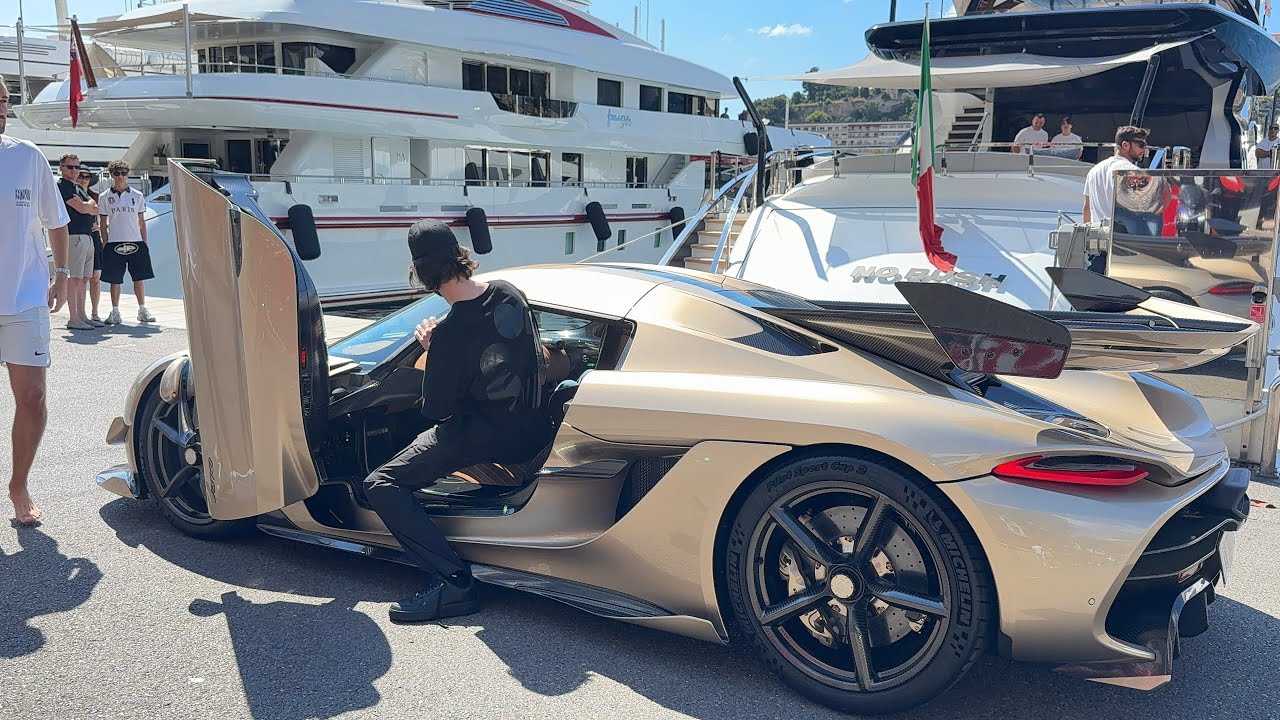 Leonardo Del Vecchio's New Koenigsegg Jesko & No Rush Superyacht arrival in Monaco @emman25MC
