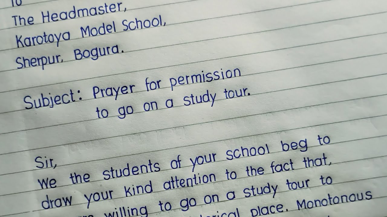 Application for permission to go on a study tour | Application for study tour | Prayer for picnic