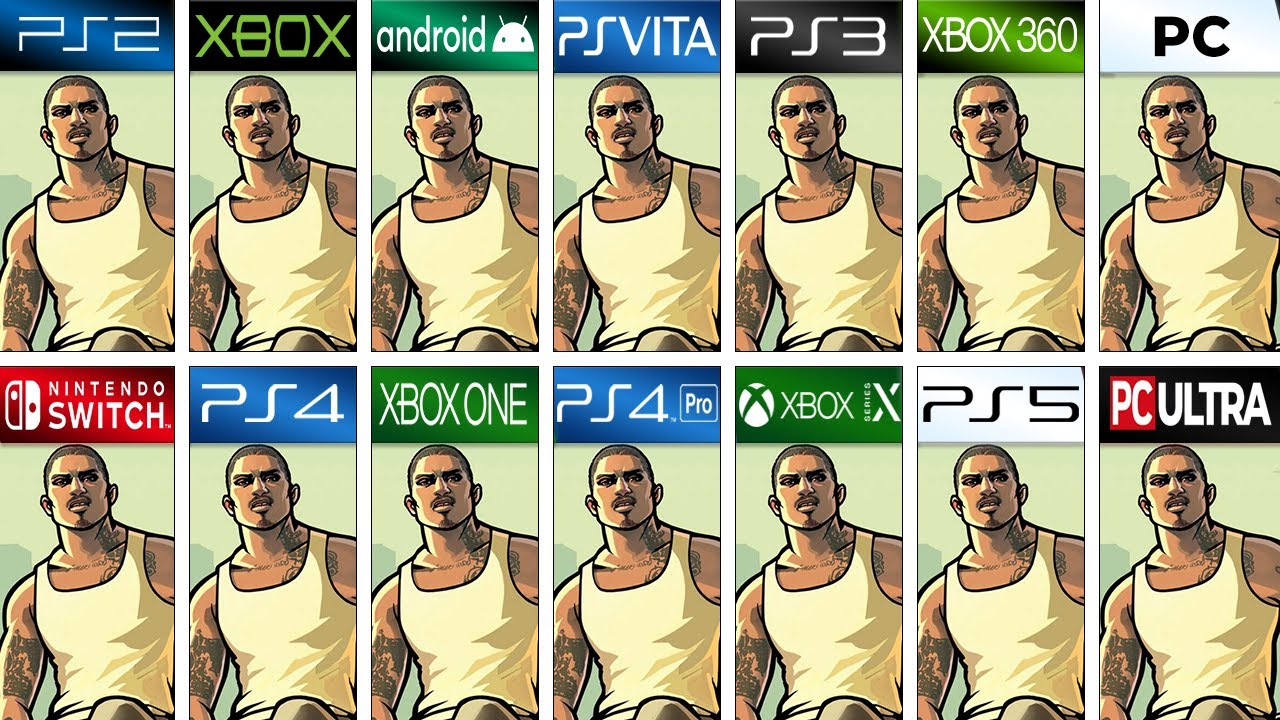 Comparing GTA San Andreas in All Consoles (Side by Side) 4K