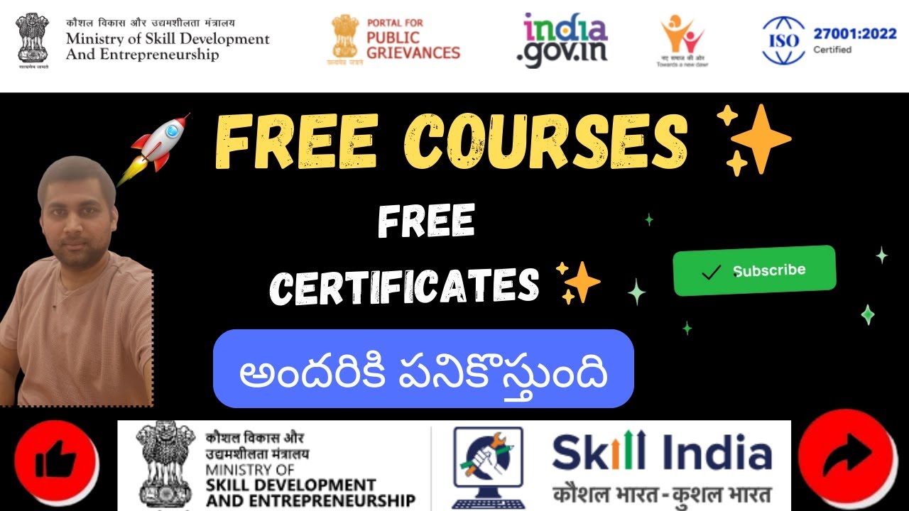 Free Online Courses With Certificate|| Skill India Digital Hub(SIDH) in Telugu || Complete Details