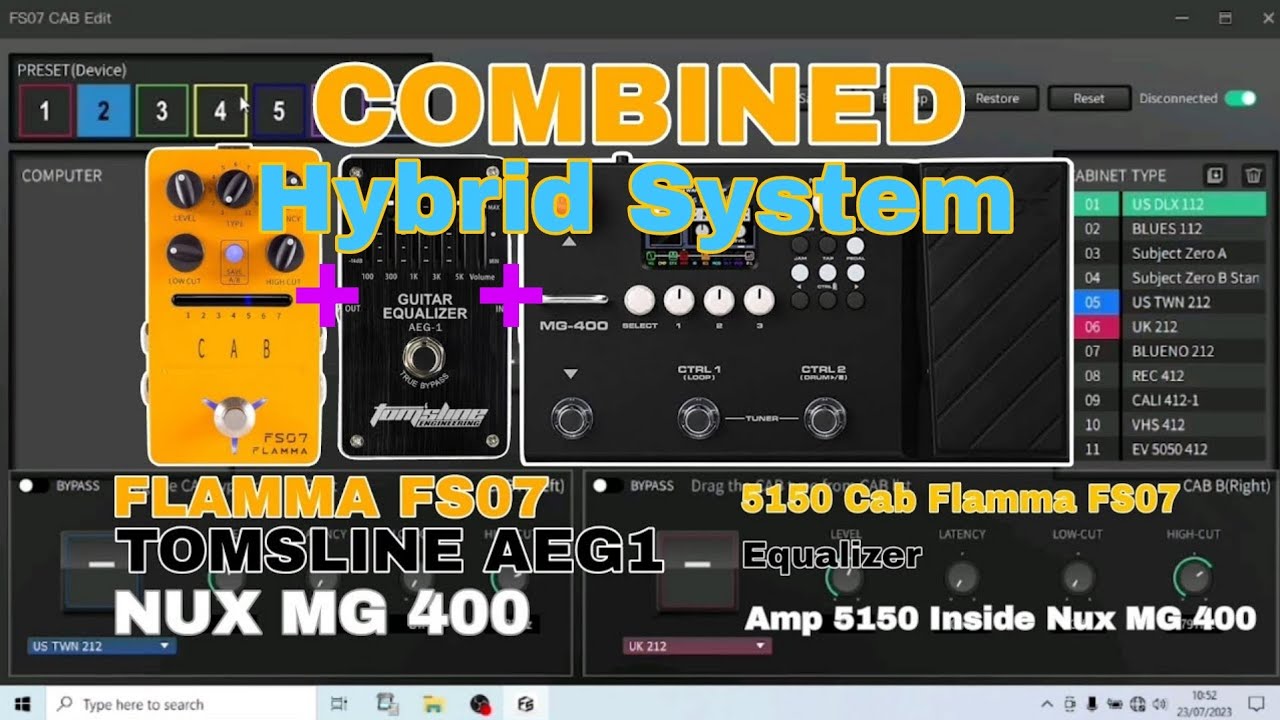 Hybrid System Flamma FS07 + Tomsline AEG1 Equalizer + Nux MG 400