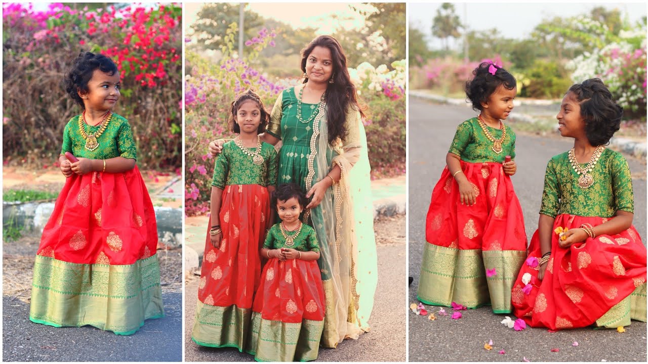 Converting my pattu saree into sister long dresses|cutting and stitching in Telugu|saree into dress