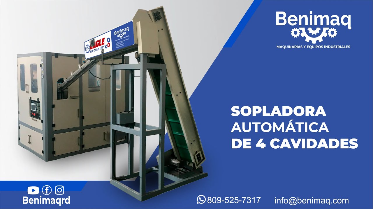 SOPLADORA AUTOMATICA DE 4 CAVIDADES PARA BOTELLAS PET 500ml PARA AGUA, JUGO Y ACEITE