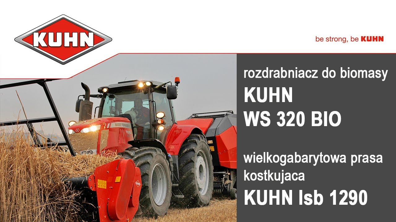 Rozdrabniacz do biomasy KUHN WS 320 BIO i wielkogabarytowa prasa kostkująca KUHN LSB 1290