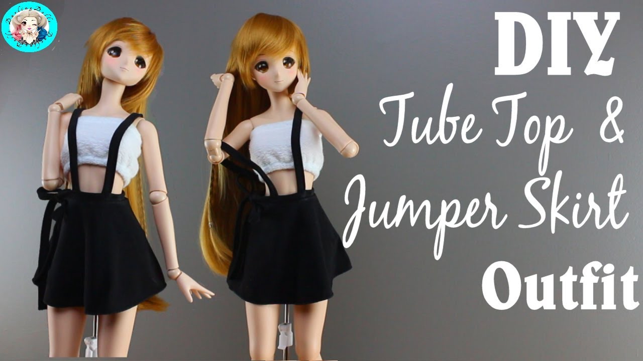 How to DIY Tube Top & Jumper Skirt from Used Clothing for Ball Jointed Dolls  #diy