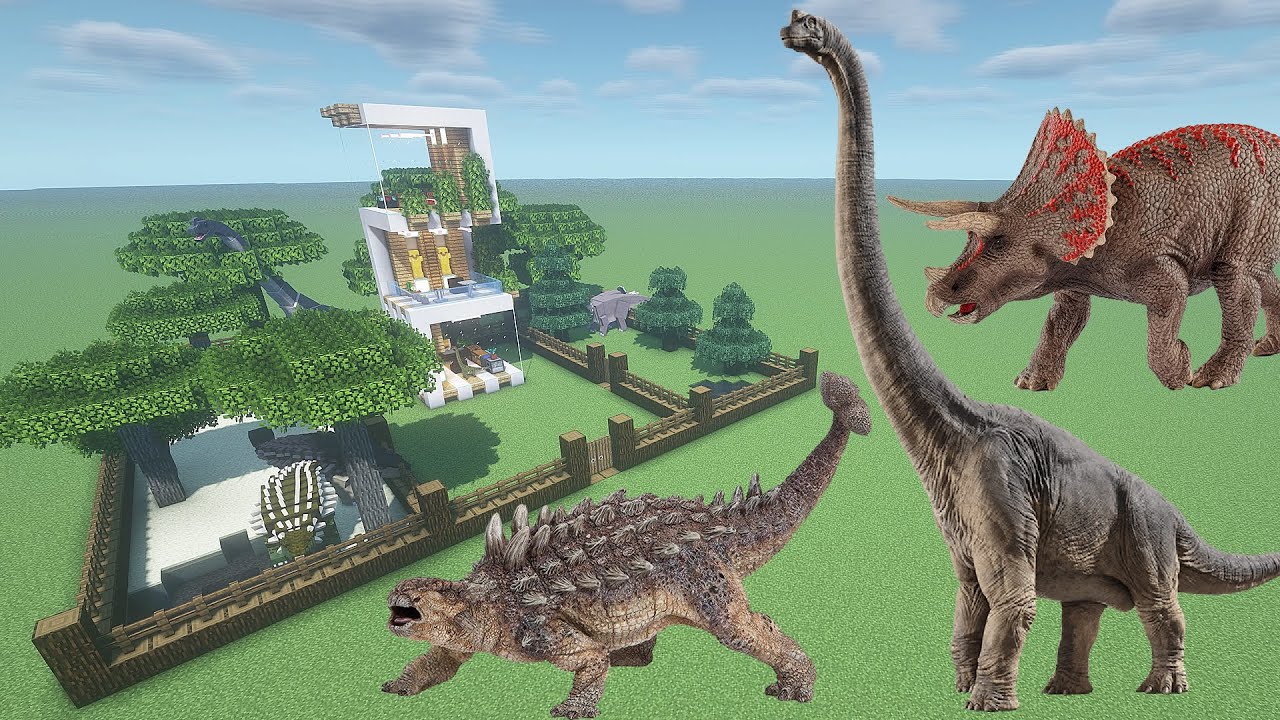 How To Make a Brachiosaurus, Triceratops, and Ankylosaurus Farm in Minecraft PE