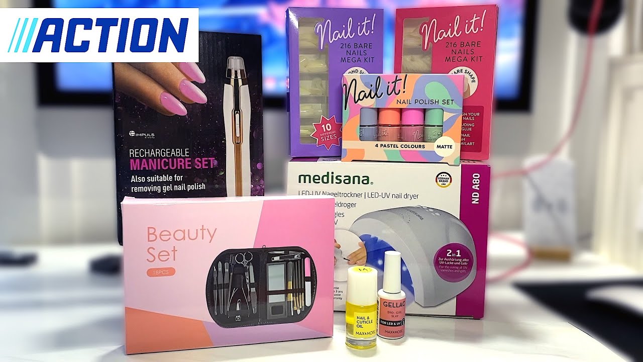 Le kit complet manucure de chez ACTION lime à ongles électrique , mediasana LED UV MAX&MORE vernis