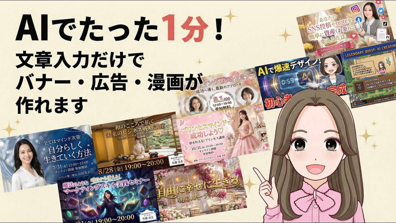 AIでたった1分！文章入力だけでバナーや広告、漫画が作れるAI＋デザイン講座