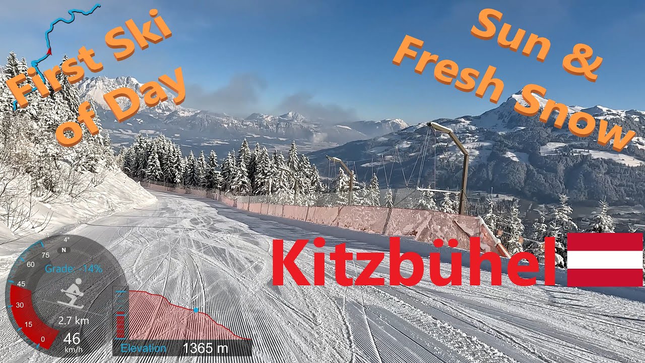 [4K] Skiing Kitzbühel KitzSki, First Ski to Kitzbühel via Blacks 21a and 21b, Austria, GoPro HERO11