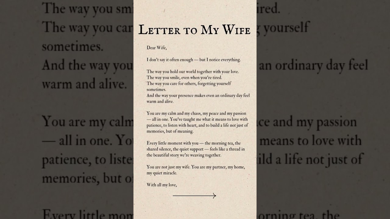Letter to my wife 💕💕💌