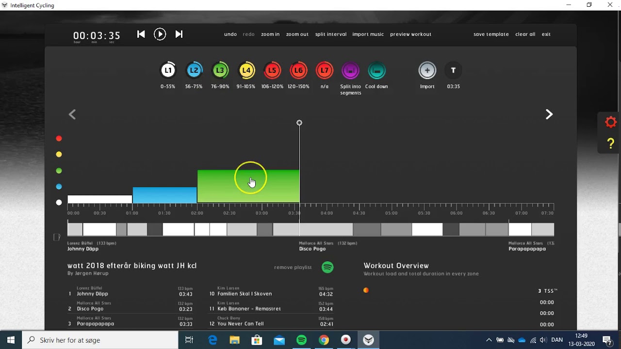 Intelligent cycling -session designer
