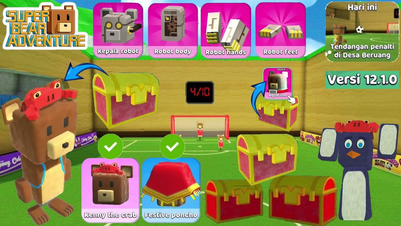 AKSESORIS KEPALA KEPITING DAN BAJU PONCHO ADA DI UPDATE 12.1.0 SUPER BEAR ADVENTURE