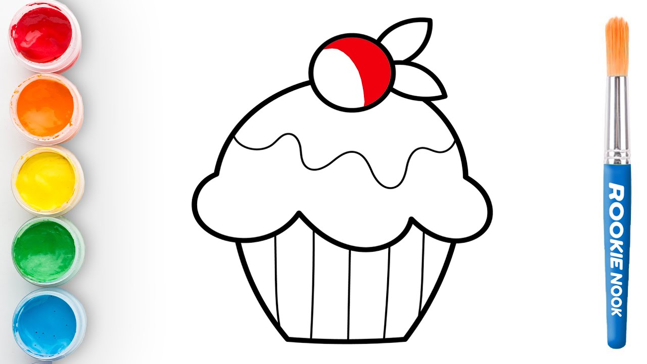Let's Draw and Paint a Colorful Cupcake Together | Rookie Nook