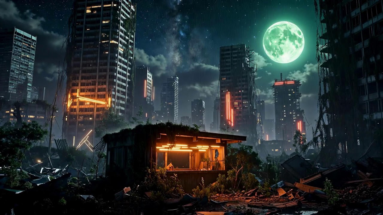 [24/7 Live] Warmth in the Overgrown Ruins | Gloomy Sci-Fi Lofi & Chill Dystopia
