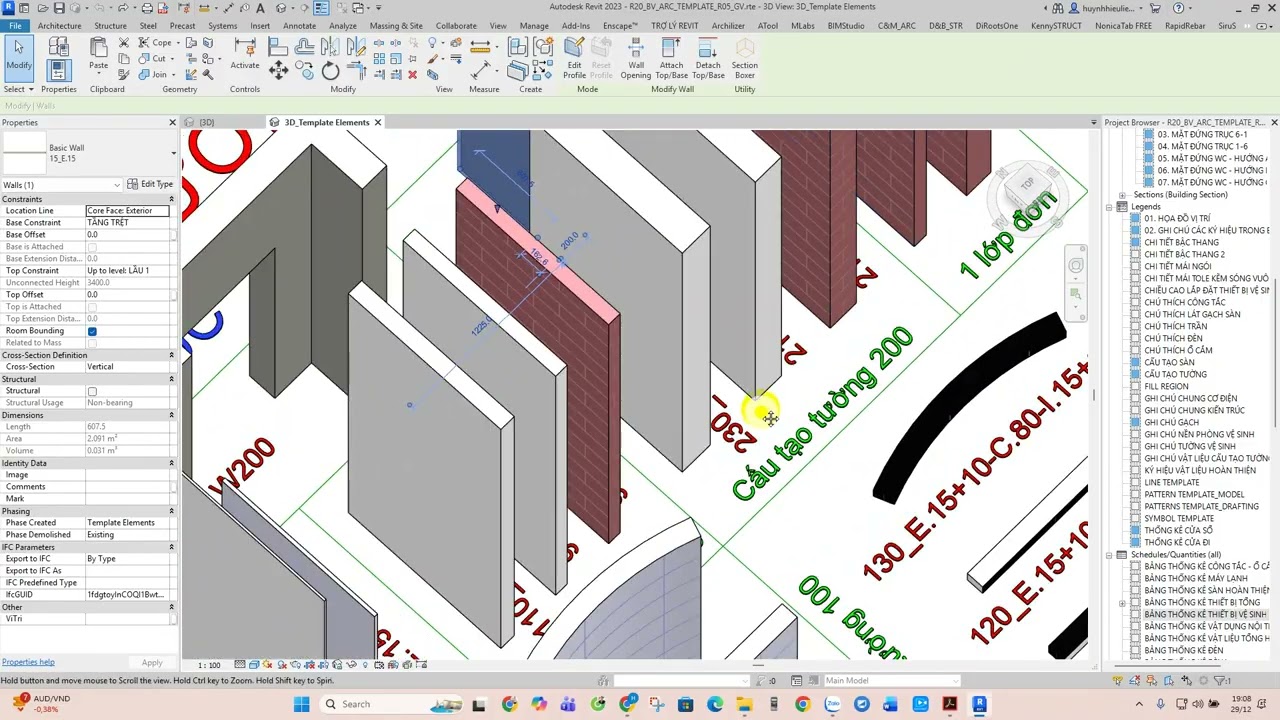 Buổi 12.3 - Xuất khối lượng từ mô hình BIM manager