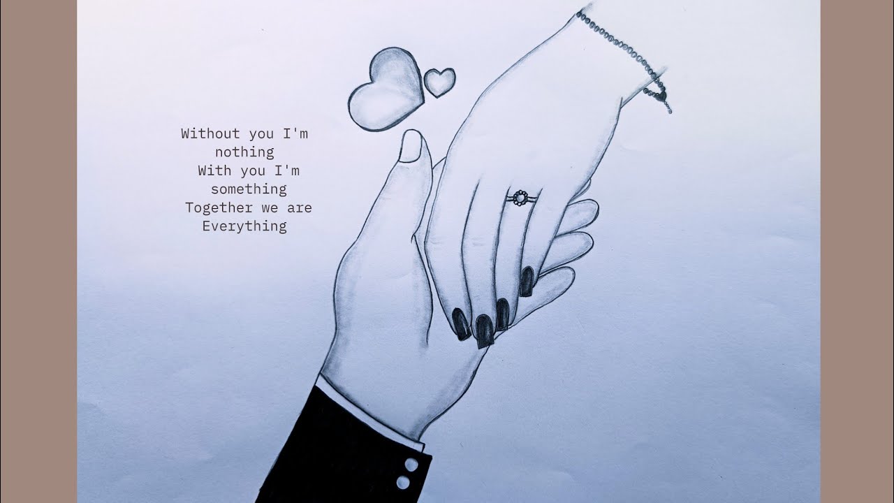 Couple Holding Hand drawing step by step | Valentine's day drawing | pencil sketch