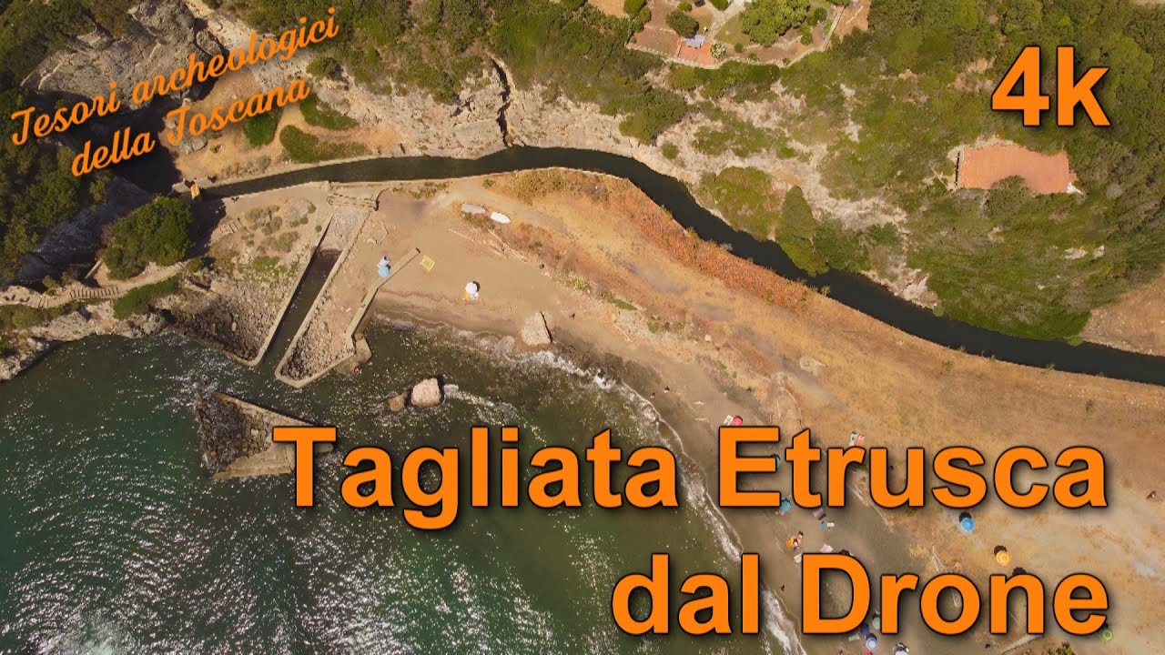 Tagliata Etrusca e promontorio di Ansedonia col drone 4k - Tesori archeologici della Toscana