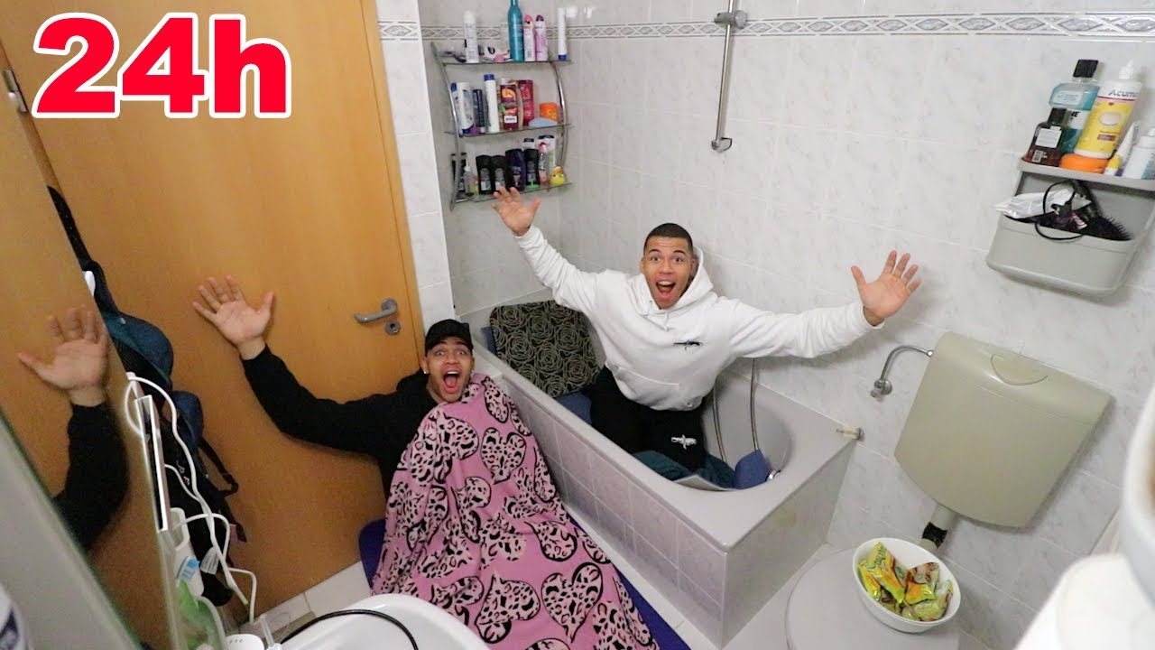 24 STUNDEN ÜBERNACHT EINGESPERRT IM BADEZIMMER !!! (+ PRANK) | Kelvin und Marvin