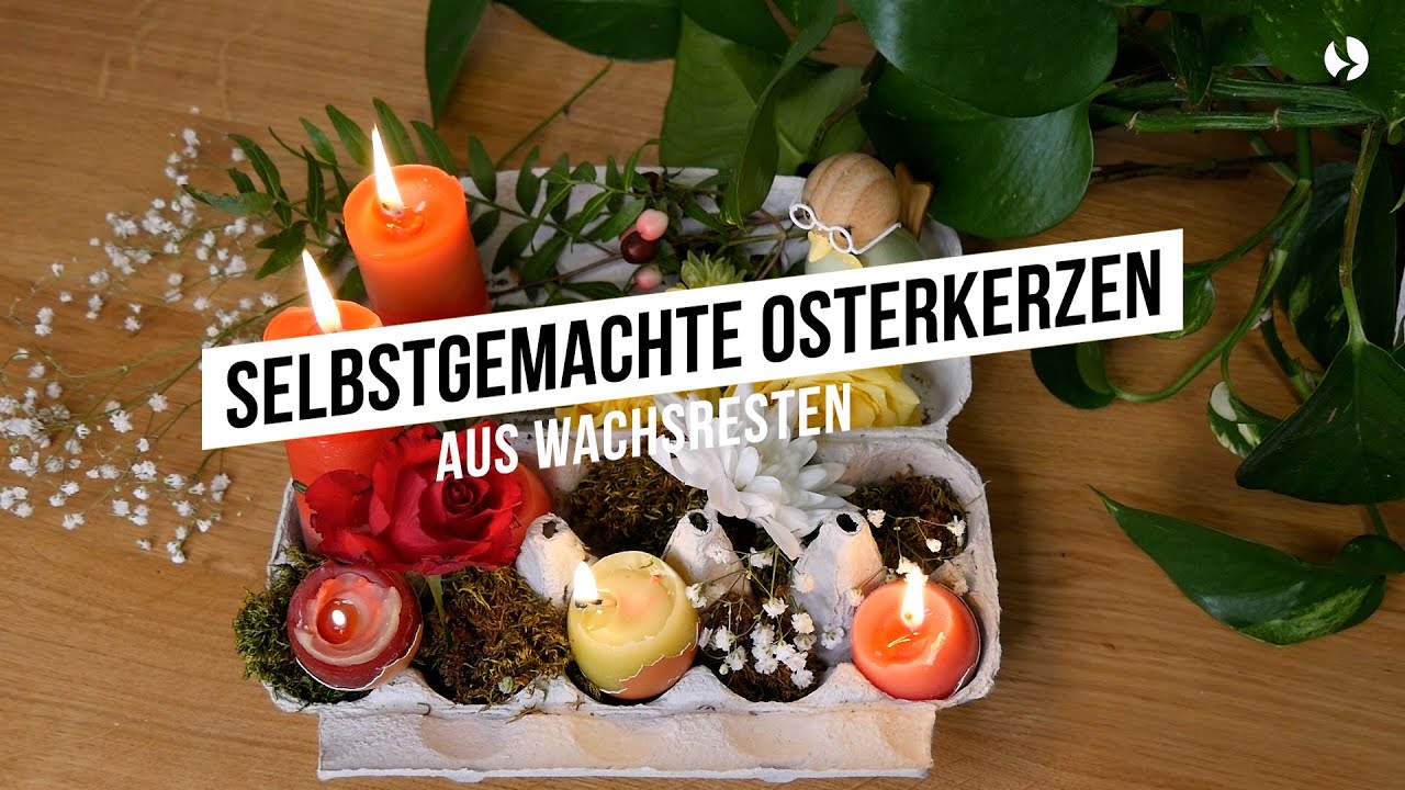 Selbstgemachte Osterkerzen aus Wachsresten