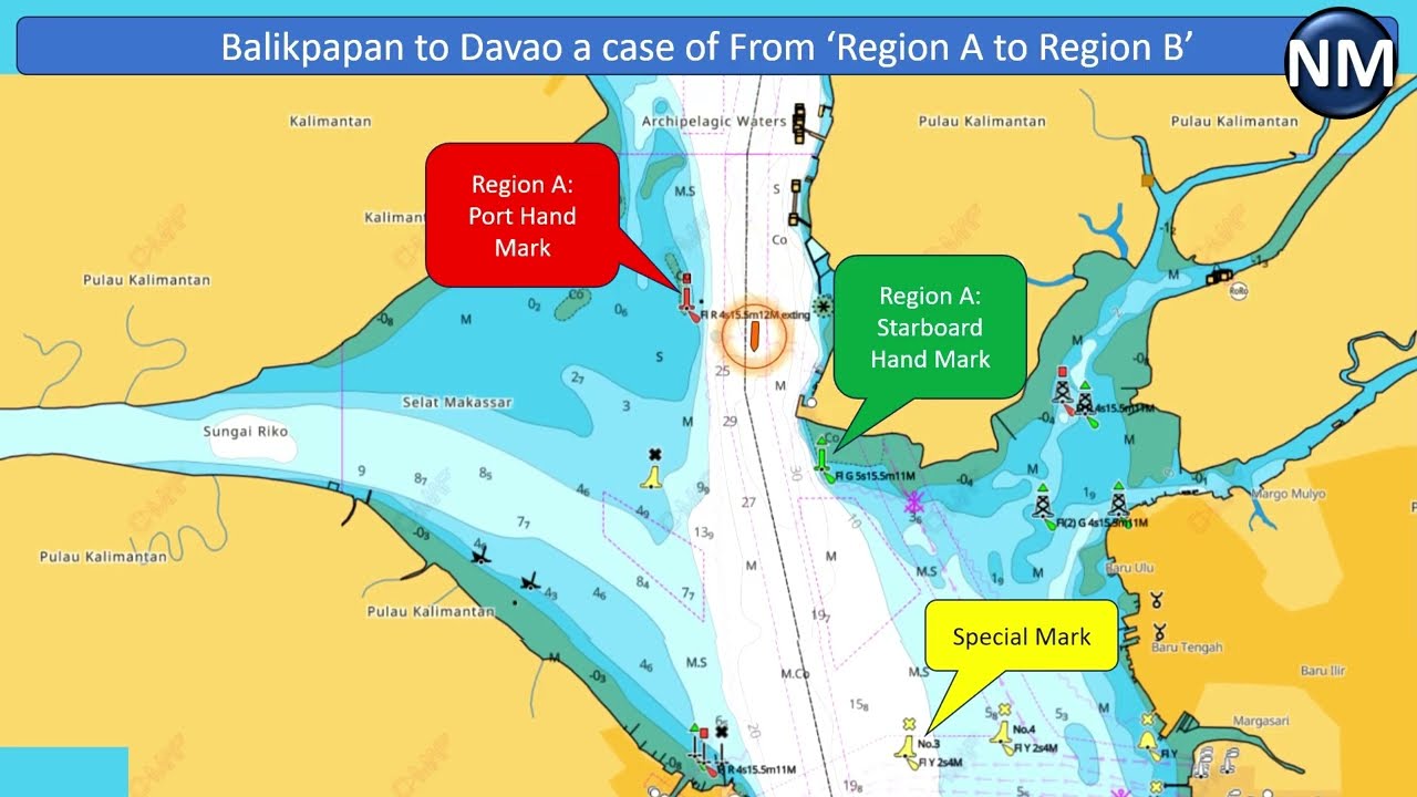 IALA Buoyage System Explained: Vessel Voyage from Balikpapan (Region A) to Davao (Region B)