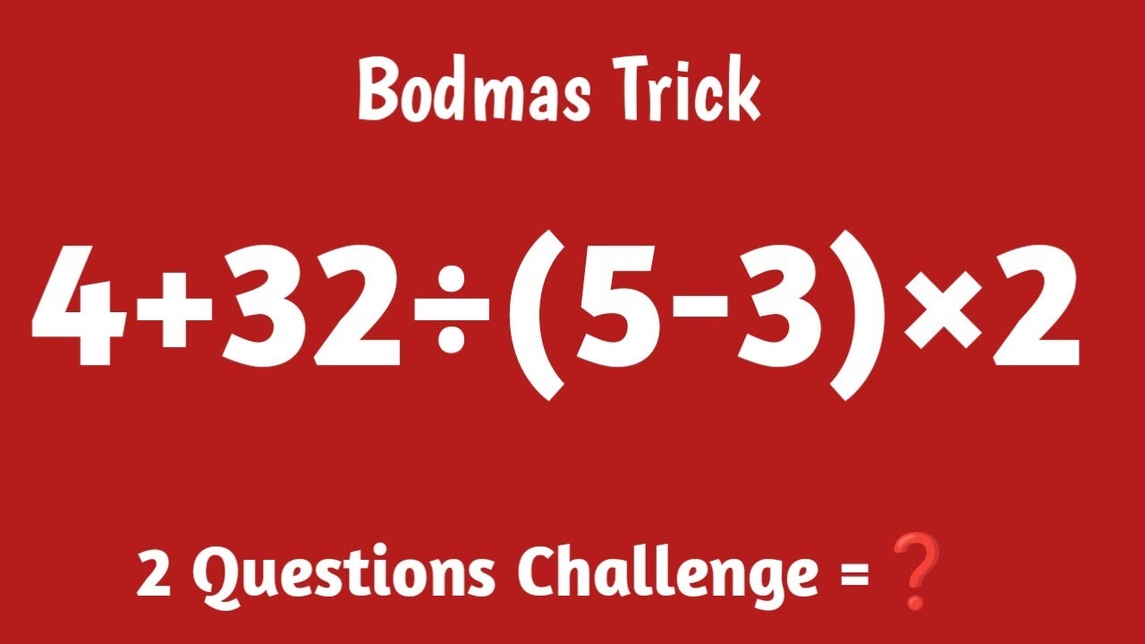 4+32÷(5-3)×2=? | Can You Solve This BODMAS Question? 😈 Most People Get It Wrong! #bodmas 