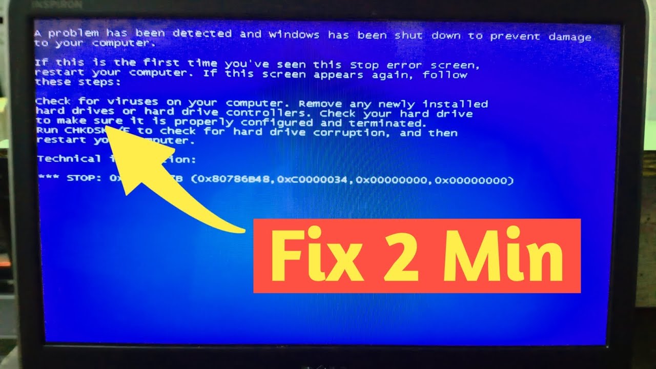 a problem has been detected and windows has been shutdown to prevent damage to your computer