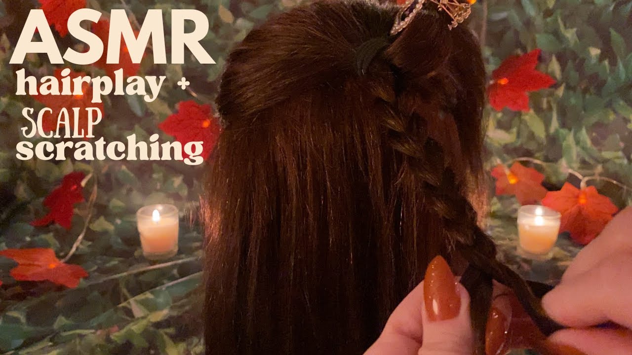 ASMR Scalp Scratching//Hair Brushing+Braiding (No Talking)